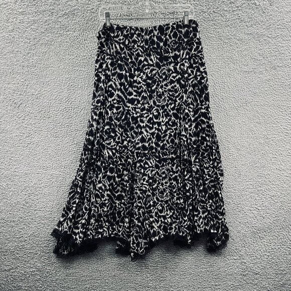 Rafael‎ Womens XL Black White Animal Print Lace Hem A Line Skirt Mob Wife Style - Picture 2 of 9